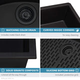 Ruvati 33 x 19 inch Granite Composite Undermount Low Divide Double Bowl Kitchen Sink - Midnight Black - RVG2385BK