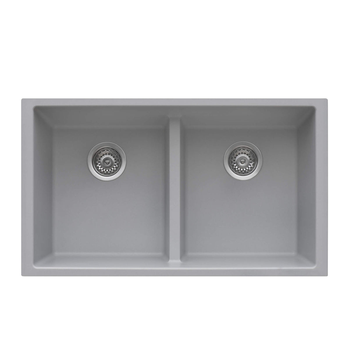 Ruvati 33 x 19 inch Granite Composite Undermount Double Bowl Low Divide Kitchen Sink - Silver Gray - RVG2385GR