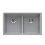 Ruvati 33 x 19 inch Granite Composite Undermount Double Bowl Low Divide Kitchen Sink - Silver Gray - RVG2385GR