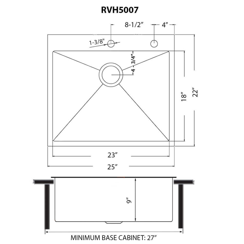 Ruvati 25 inch Polished Brass Matte Gold Drop-in Topmount Kitchen Sink Single Bowl - RVH5007GG