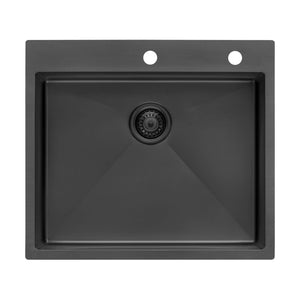 Ruvati 25 inch Gunmetal Black Stainless Steel Drop-in Topmount Kitchen Sink Single Bowl - RVH5007BL