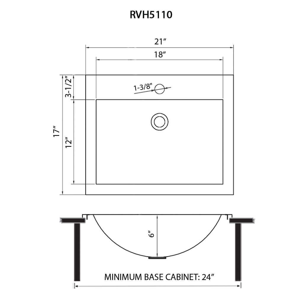 Ruvati 21 x 17 inch Gunmetal Black Drop-in Topmount Bathroom Sink Stainless Steel - RVH5110BL