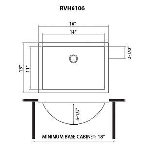 Ruvati 16 x 13 inch Gunmetal Black Undermount Bathroom Sink Stainless Steel - RVH6106BL