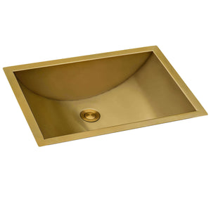Ruvati 16 x 13 inch Brushed Gold Polished Brass Rectangular Bathroom Sink Undermount - RVH6106GG