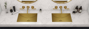 Ruvati 16 x 13 inch Brushed Gold Polished Brass Rectangular Bathroom Sink Undermount - RVH6106GG