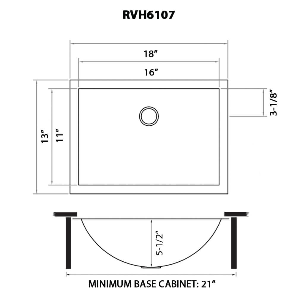 Ruvati 16 x 11 inch Brushed Stainless Steel Rectangular Bathroom Sink Undermount - RVH6107