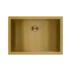 Ruvati 16 x 11 inch Brushed Gold Polished Brass Rectangular Bathroom Sink Undermount - RVH6107GG