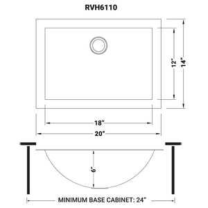Ruvati 18 x 12 inch Brushed Stainless Steel Rectangular Bathroom Sink Undermount - RVH6110