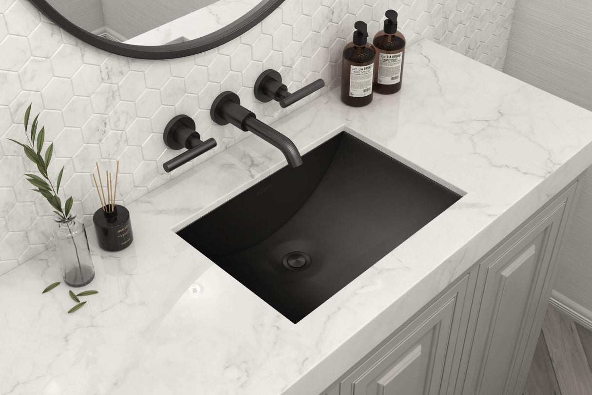 Ruvati 18 x 12 inch Gunmetal Black Stainless Steel Rectangular Bathroom Sink Undermount - RVH6110BL