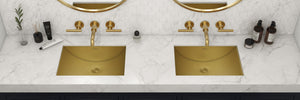 Ruvati 18 x 12 inch Brushed Gold Polished Brass Rectangular Bathroom Sink Undermount - RVH6110GG