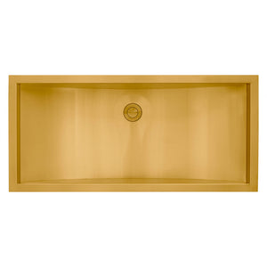 Ruvati 30 x 14 inch Brushed Gold Polished Brass Rectangular Bathroom Sink Undermount - RVH6120GG