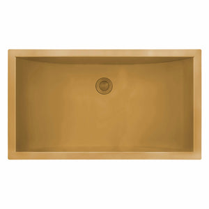 Ruvati 34 x 14 inch Brushed Gold Polished Brass Rectangular Bathroom Sink Undermount - RVH6134GG
