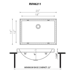 Ruvati 20 x 14 inch Semi-Recessed Drop-in Topmount Brushed Gold Polished Brass Rectangular Bathroom Sink - RVH6211GG