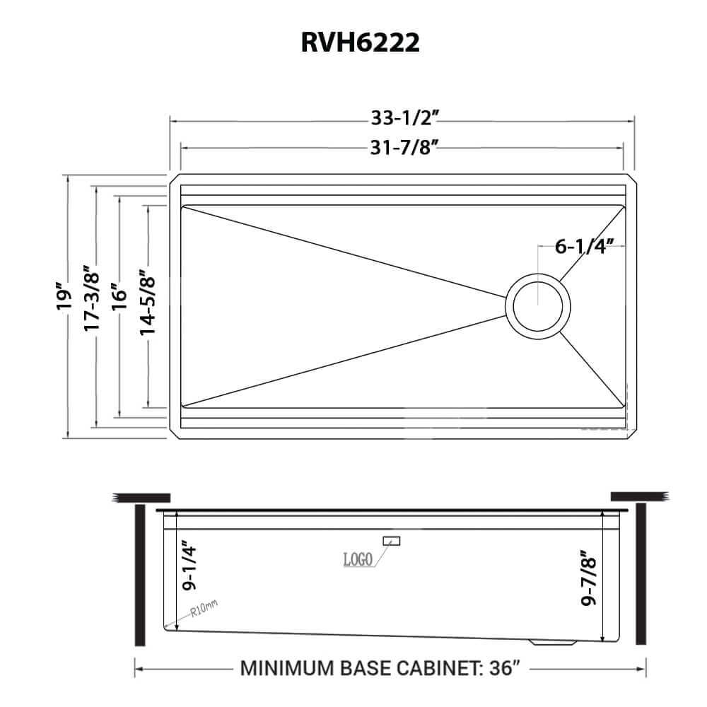 Ruvati 33-inch Workstation Two-Tiered Double Ledge Kitchen Sink Undermount 16 Gauge Stainless Steel - RVH6222ST