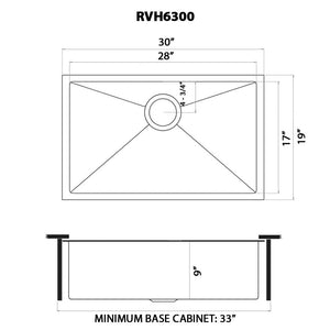 Ruvati 30-inch Undermount Gunmetal Black Stainless Steel Kitchen Sink 16 Gauge Single Bowl - RVH6300BL