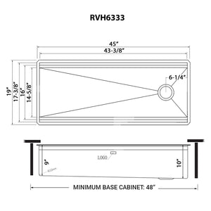 Ruvati 45-inch Polished Brass Matte Gold Stainless Steel Workstation Two-Tiered Ledge Undermount Kitchen Sink - RVH6333GG