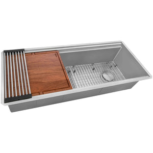 Ruvati 45-inch Workstation Two-Tiered Double Ledge Kitchen Sink Undermount 16 Gauge Stainless Steel - RVH6333ST