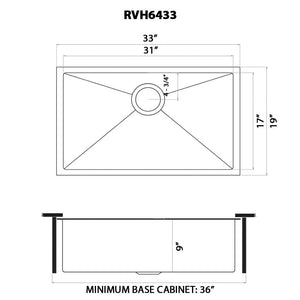 Ruvati 33-inch Undermount Satin Brass Matte Gold Stainless Steel Kitchen Sink 16 Gauge Single Bowl - RVH6433GG