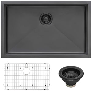 Ruvati 33-inch Undermount Gunmetal Black Stainless Steel Kitchen Sink 16 Gauge Single Bowl - RVH6433BL