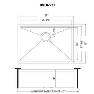 Ruvati 27 inch Polished Brass Matte Gold Workstation Undermount Kitchen Sink Single Bowl - RVH6527GG