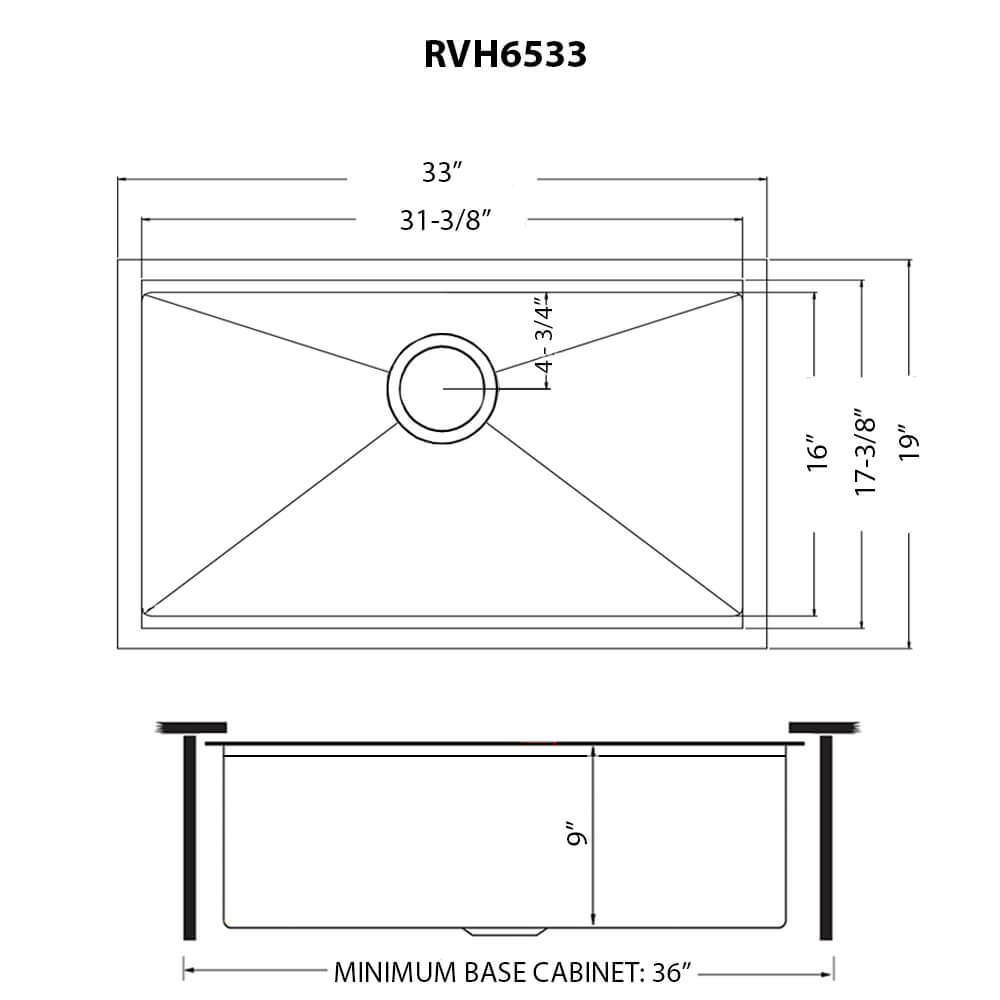 Ruvati 33 inch Gunmetal Black Stainless Steel Workstation Undermount Kitchen Sink Single Bowl - RVH6533BL