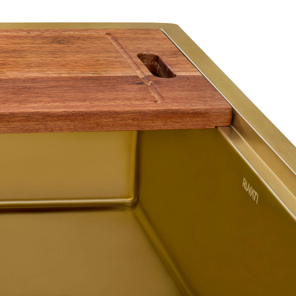 Ruvati 33 inch Polished Brass Matte Gold Workstation Undermount Kitchen Sink Single Bowl - RVH6533GG