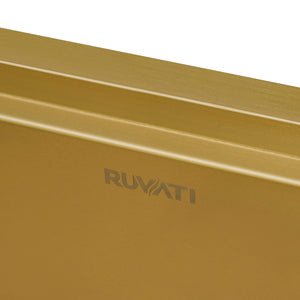 Ruvati 33 inch Polished Brass Matte Gold Workstation Undermount Kitchen Sink Single Bowl - RVH6533GG
