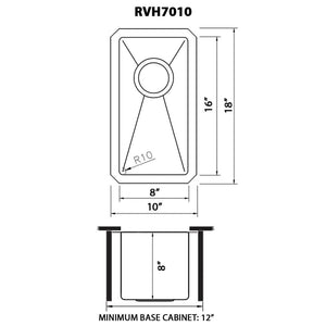 Ruvati 10 inch Undermount Bar Prep 16 Gauge Kitchen Sink Round Corners Stainless Steel Single Bowl - RVH7010
