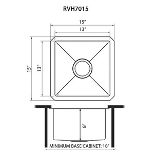 Ruvati 15 inch Undermount Bar Prep 16 Gauge Kitchen Sink Round Corners Stainless Steel Single Bowl - RVH7015