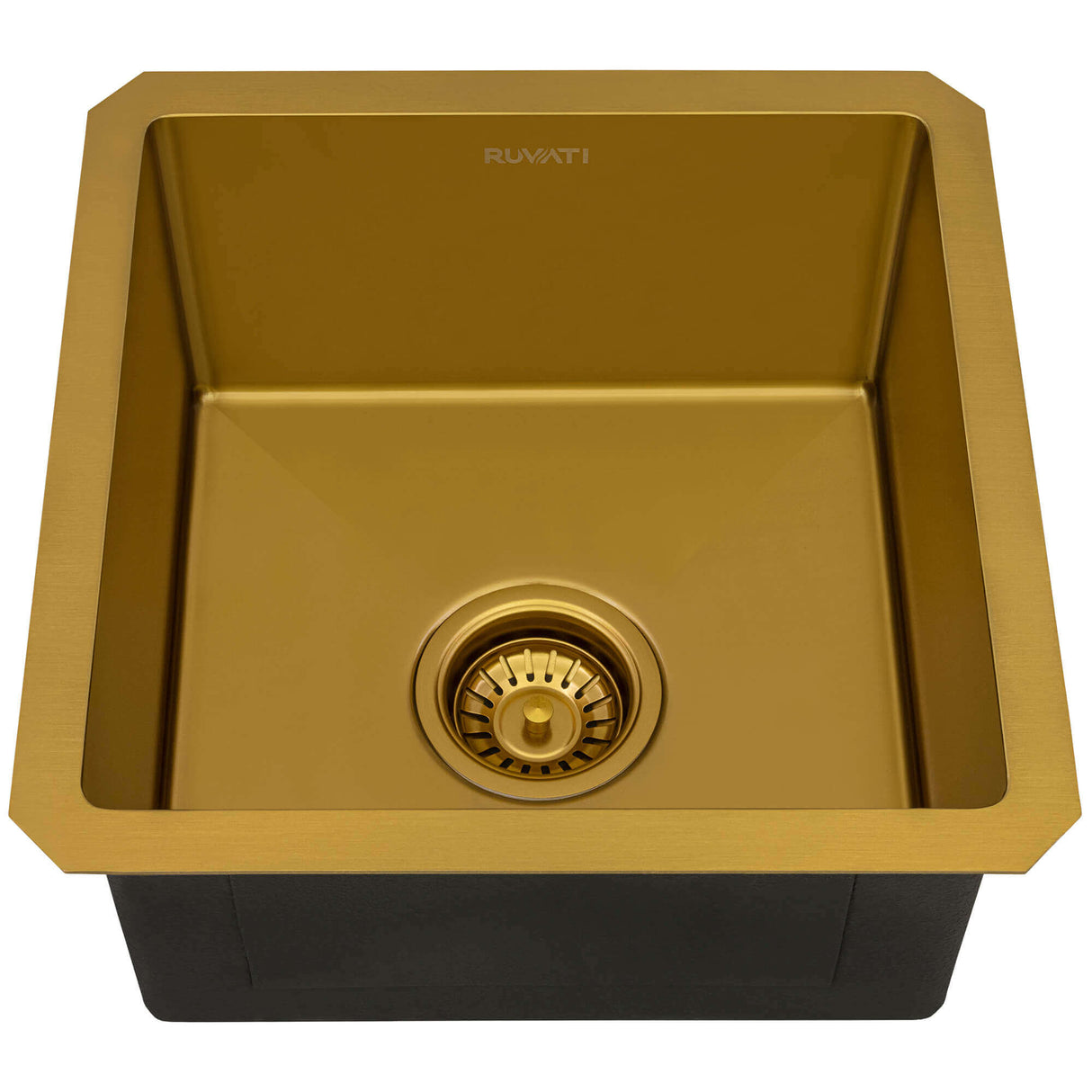 Ruvati 15-inch Polished Brass Matte Gold Stainless Steel Undermount Bar Prep 16 Gauge Kitchen Sink - RVH7015GG