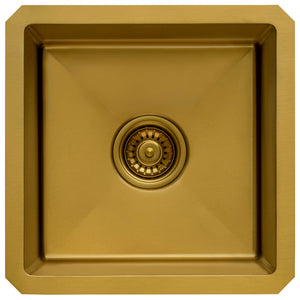 Ruvati 15-inch Polished Brass Matte Gold Stainless Steel Undermount Bar Prep 16 Gauge Kitchen Sink - RVH7015GG