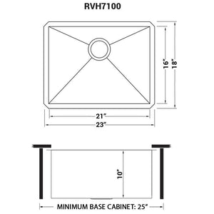 Ruvati 23-inch Undermount 16 Gauge Zero Radius Kitchen Sink Stainless Steel Single Bowl - RVH7100