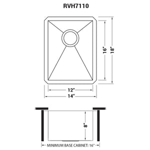Ruvati 14-inch Undermount 16 Gauge Zero Radius Bar Prep Kitchen Sink Stainless Steel Single Bowl - RVH7110