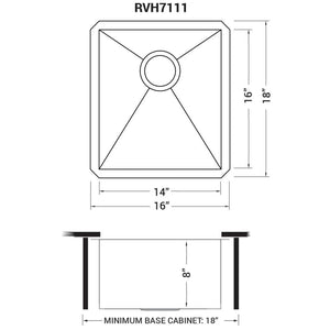 Ruvati 16-inch Undermount 16 Gauge Zero Radius Bar Prep Sink Stainless Steel Single Bowl - RVH7111