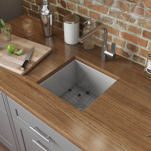 Ruvati 15 x 15 inch Undermount 16 Gauge Zero Radius Bar Prep Square Kitchen Sink Single Bowl - RVH7115