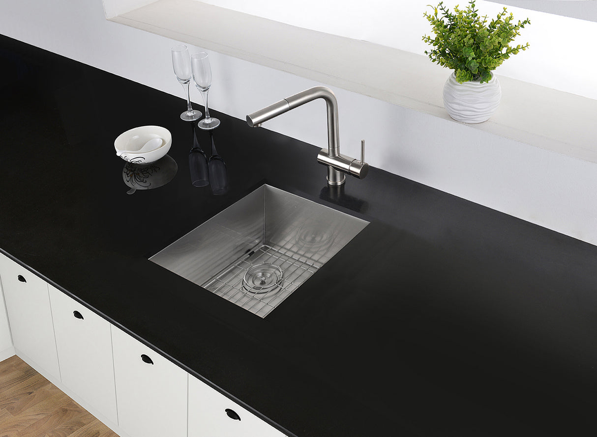 Ruvati 15 x 15 inch Undermount 16 Gauge Zero Radius Bar Prep Square Kitchen Sink Single Bowl - RVH7115