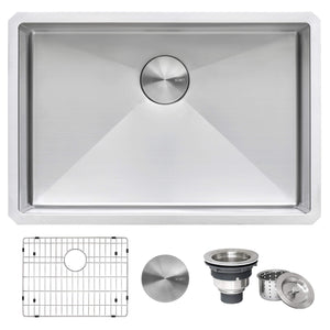 Ruvati 26-inch Undermount Stainless Steel Kitchen Sink 16 Gauge Rounded Corners Single Bowl - RVH7126