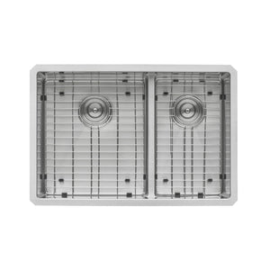 Ruvati 28-inch Low-Divide Undermount 60/40 Double Bowl Rounded Corners 16 Gauge Stainless Steel Kitchen Sink - RVH7255