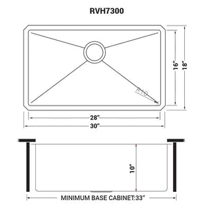 Ruvati 30-inch Undermount 16 Gauge Stainless Steel Rounded Corners Kitchen Sink Single Bowl - RVH7300