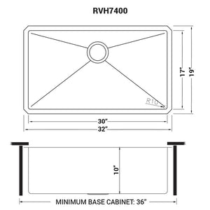 Ruvati 32-inch Undermount 16 Gauge Rounded Corners Kitchen Sink Stainless Steel Single Bowl - RVH7400
