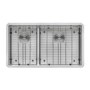 Ruvati 33-inch Low-Divide Undermount 40/60 Double Bowl 16 Gauge Rounded Corners Stainless Steel Kitchen Sink - RVH7418