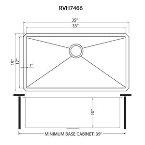 Ruvati 35-inch Undermount 16 Gauge Rounded Corners Large Kitchen Sink Stainless Steel Single Bowl - RVH7466