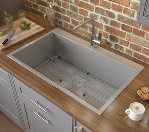 Ruvati 33 x 22 Drop-in Topmount 16 Gauge Zero Radius Stainless Steel Kitchen Sink Single Bowl - 1 hole - RVH8000
