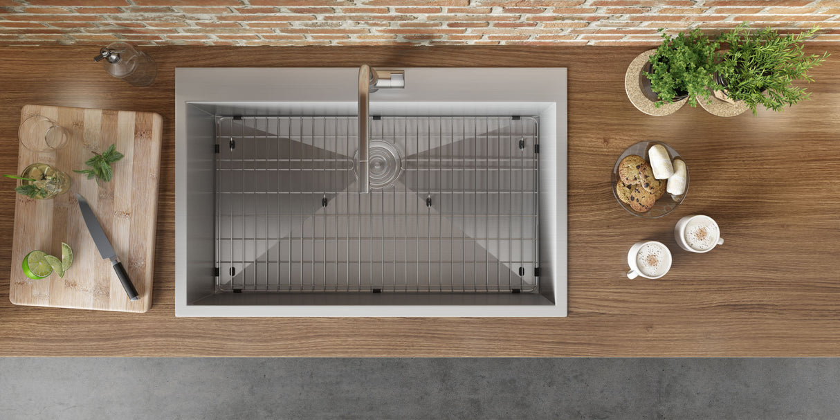 Ruvati 33 x 22 Drop-in Topmount 16 Gauge Zero Radius Stainless Steel Kitchen Sink Single Bowl - 1 hole - RVH8000