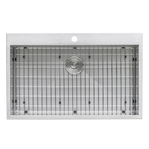 Ruvati 33 x 22 Drop-in Topmount 16 Gauge Zero Radius Stainless Steel Kitchen Sink Single Bowl - 1 hole - RVH8000