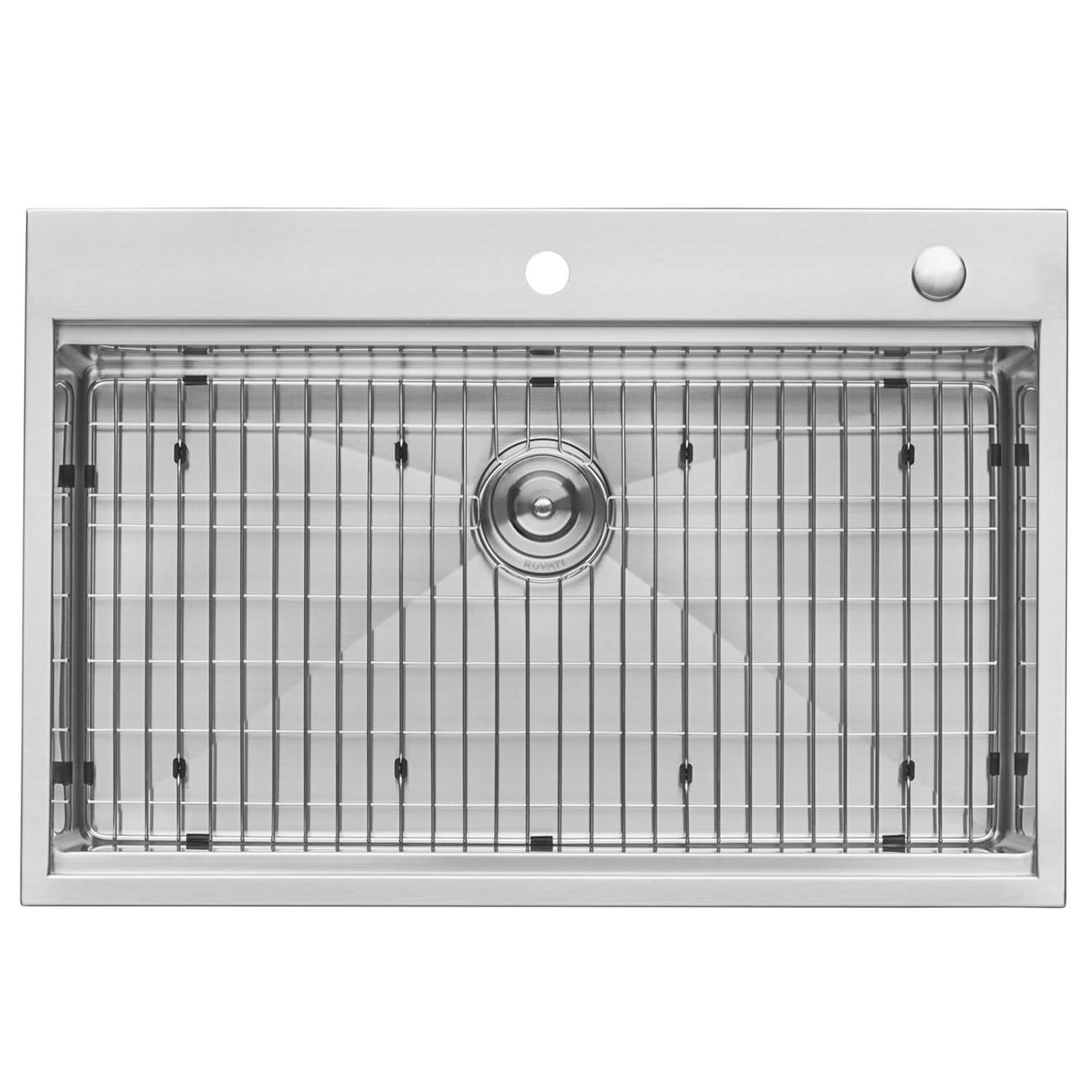 Ruvati 33 x 22 inch Workstation Ledge Drop-in 16 Gauge Rounded Corners Stainless Steel Kitchen Sink Single Bowl - RVH8003