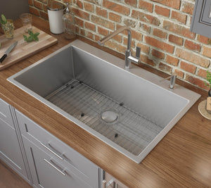 Ruvati 33 x 22 inch Drop-in 16 Gauge Stainless Steel Rounded Corners Topmount Kitchen Sink Single Bowl - RVH8005