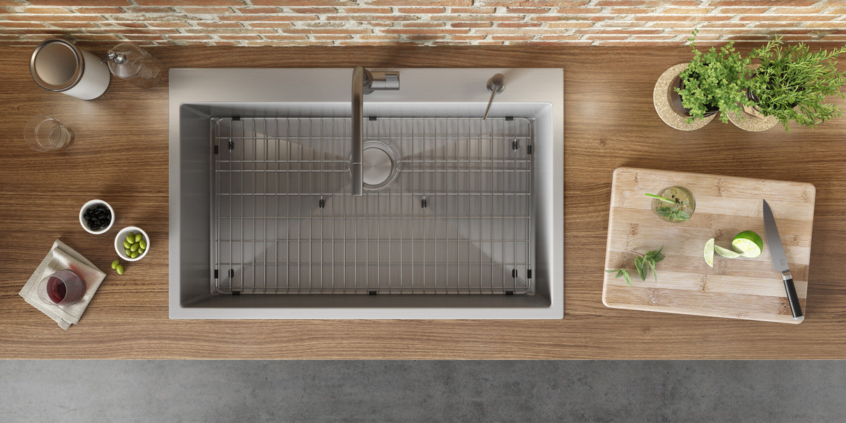 Ruvati 33 x 22 inch Drop-in 16 Gauge Stainless Steel Rounded Corners Topmount Kitchen Sink Single Bowl - RVH8005