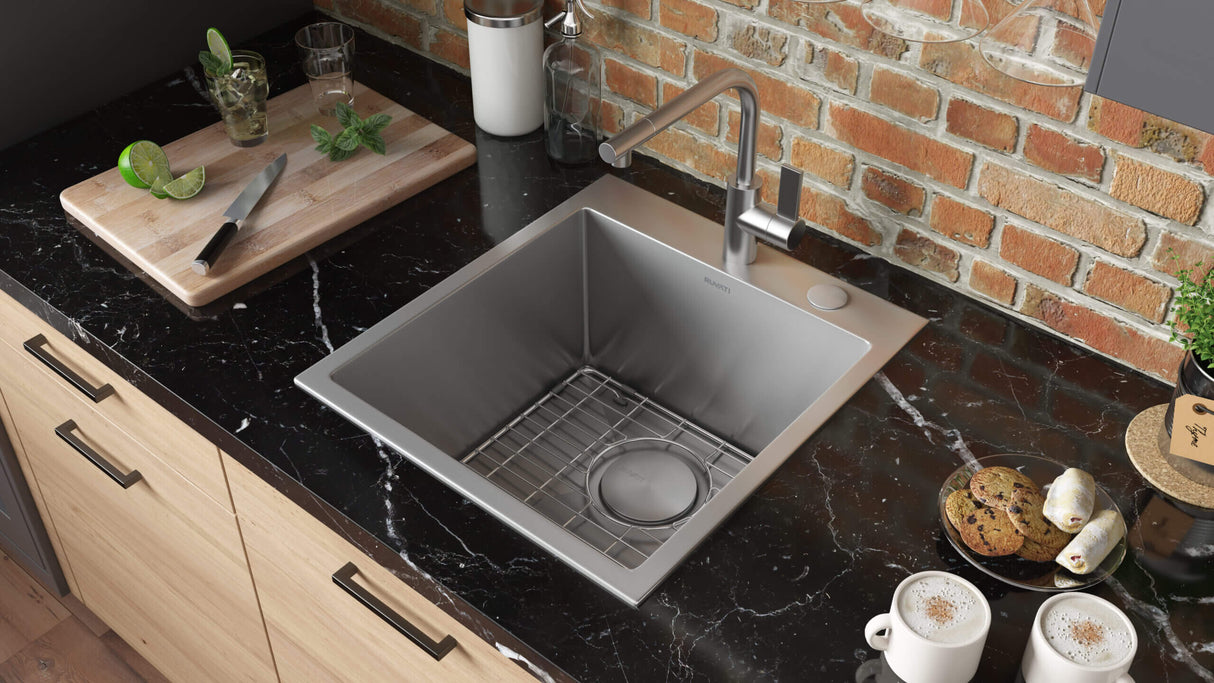 Ruvati 18 x 20 inch Drop-in Topmount Rounded 16 Gauge Stainless Steel Kitchen Sink Single Bowl - RVH8006