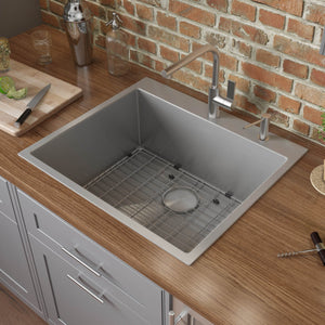 Ruvati 25-inch Drop-in Topmount 16 Gauge Stainless Steel Rounded Corners Kitchen Sink Single Bowl - RVH8007